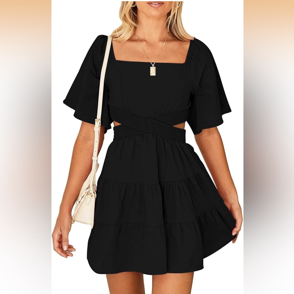 Short Sleeve Black Women's Dress